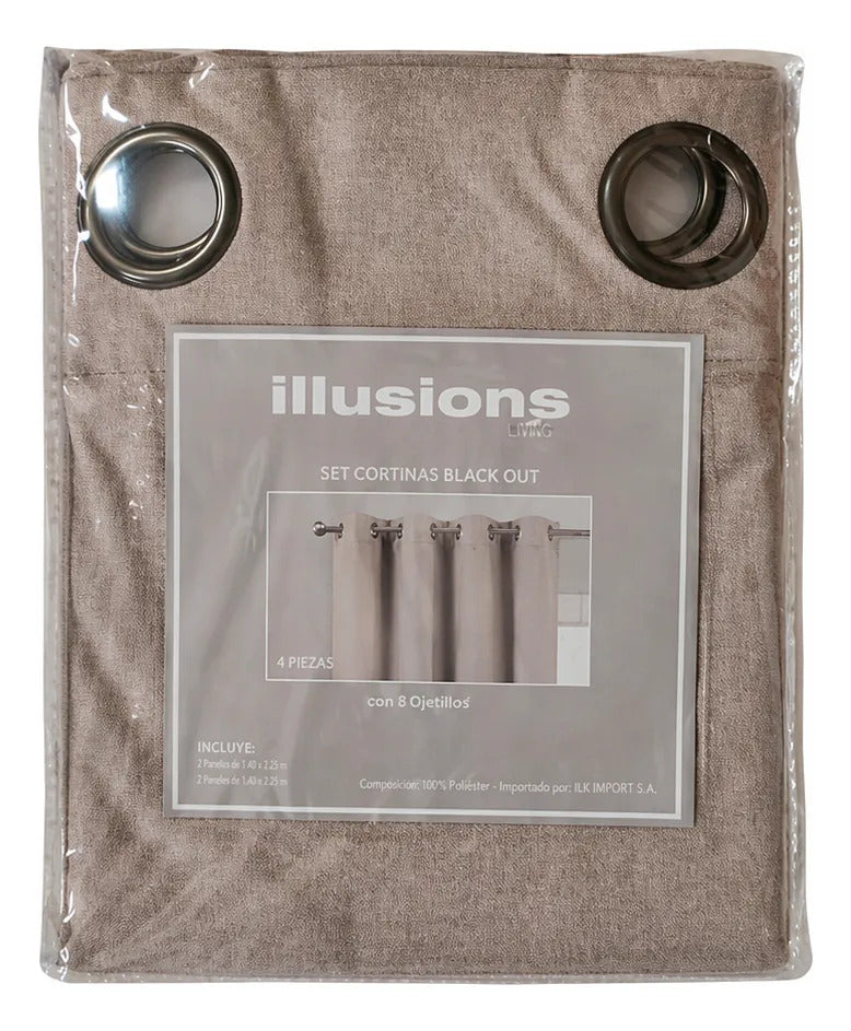 Set Cortinas Black Out Liso Moka 140x220