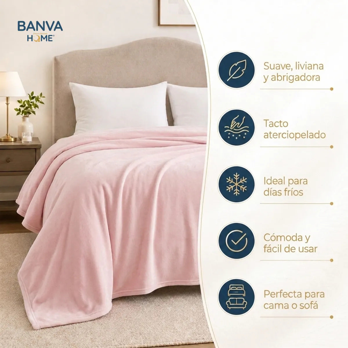 Frazada Illusions Flannel Liso 2 Plazas Rosa