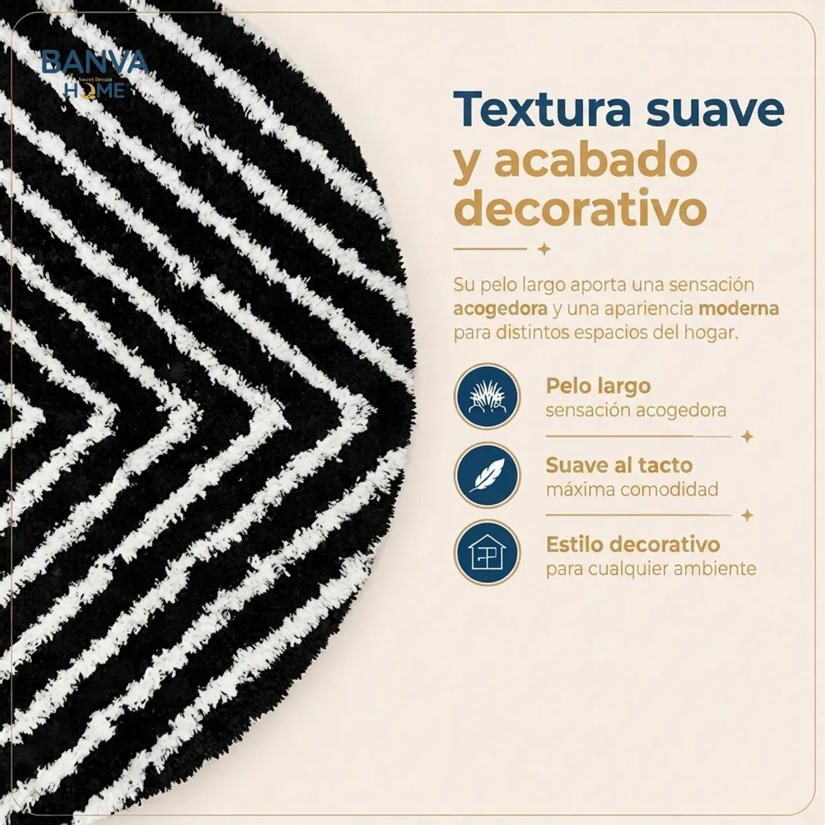 Shaggy Peluda Guiza Negro 100x50