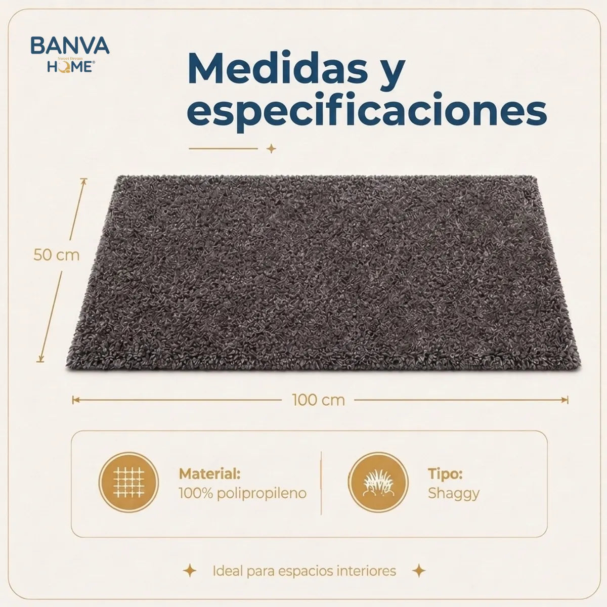 Shaggy Peluda Gris Marengo 100x50