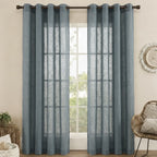 Set Cortinas Velo Lino Liso Grafito