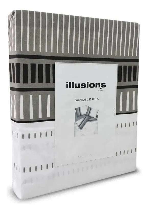 Juego Sábana Illusions 180 Hilos Bursa 2 Plazas
