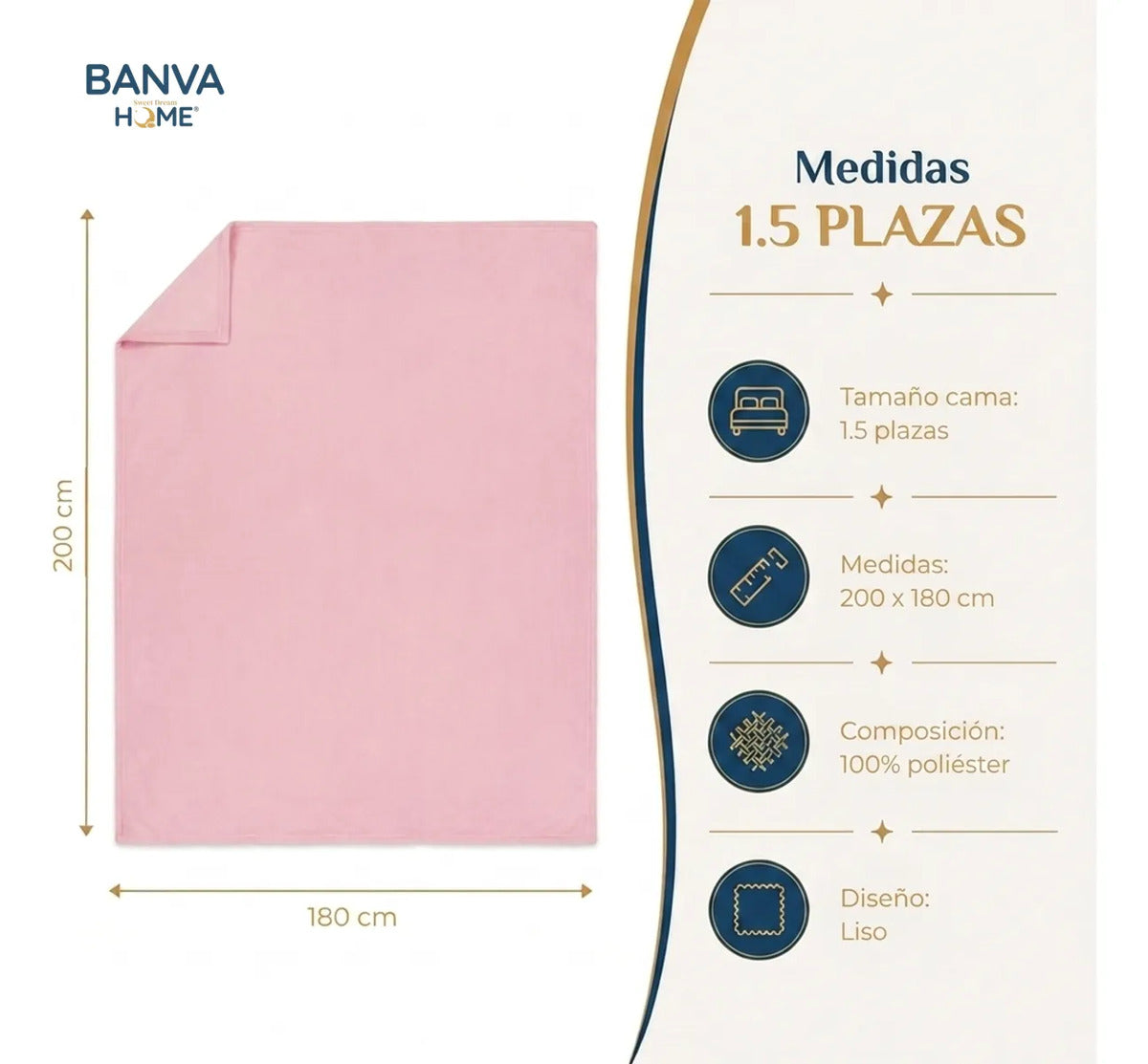 Frazada Illusions Flannel Liso 1.5 Plazas Rosa 500gr