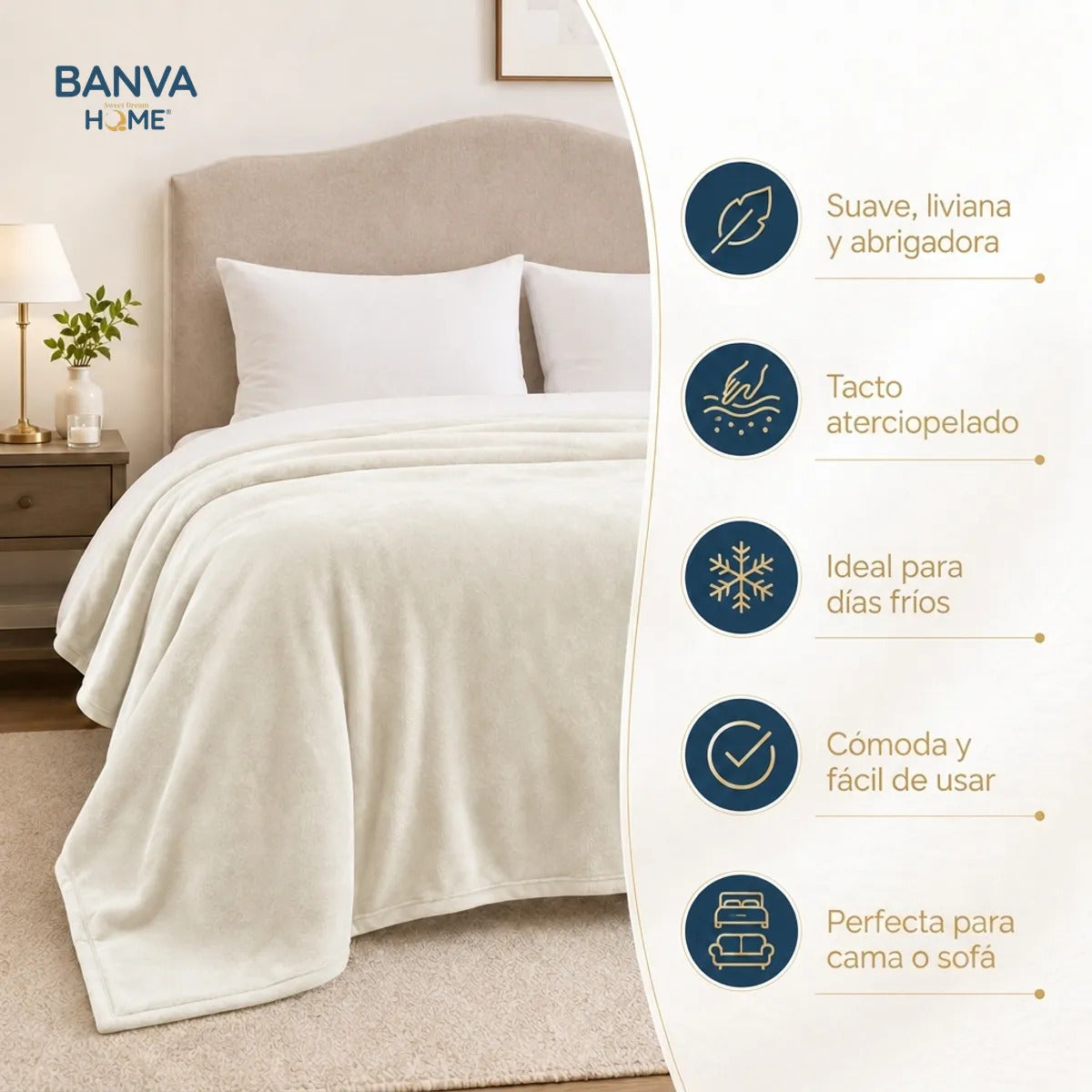 Frazada Illusions Flannel Liso 2 Plazas Beige