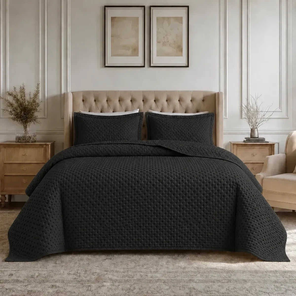 Quilt Atenas 2 Plazas Negro