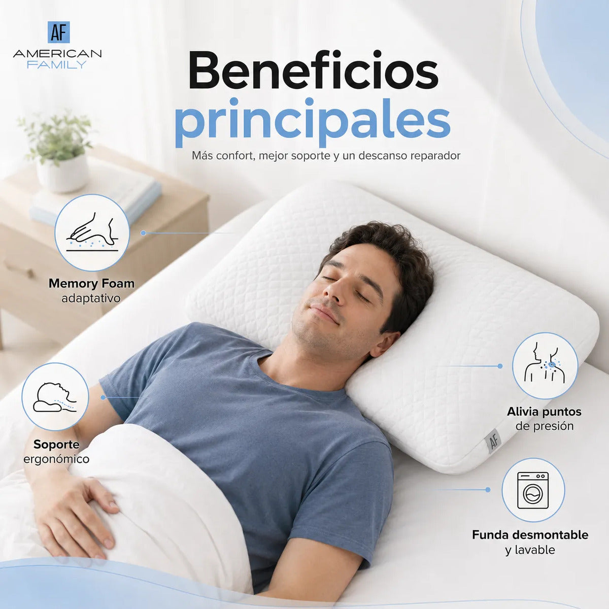 Almohada American Family Blanco 40x60