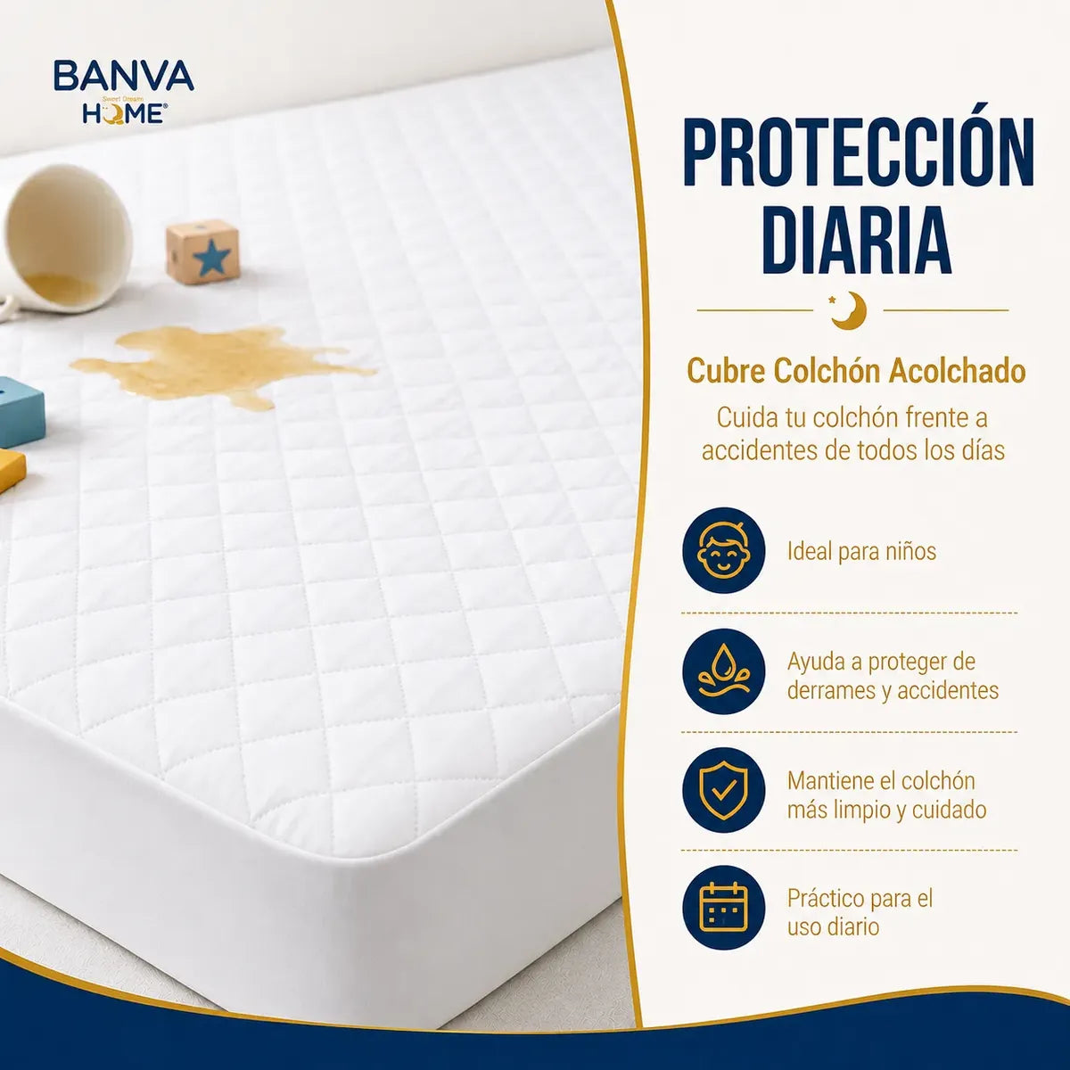 Cubrecolchón Illusions Waterproof Acolchado King Blanco