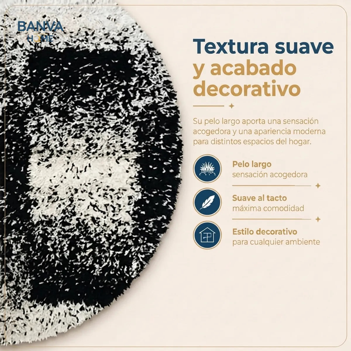 Shaggy Peluda Melange Negro 100x50