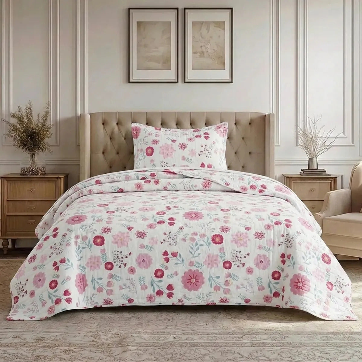 Quilt Bruselas 1.5 Plazas Flowers