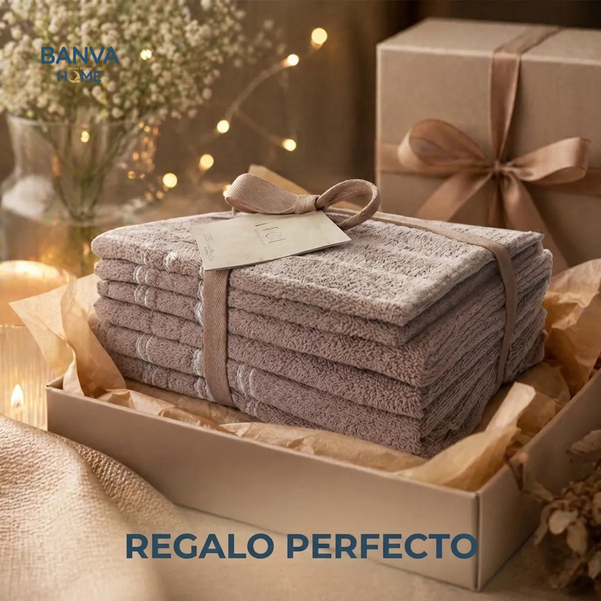 Juego 6 Toalla Valencia Beige