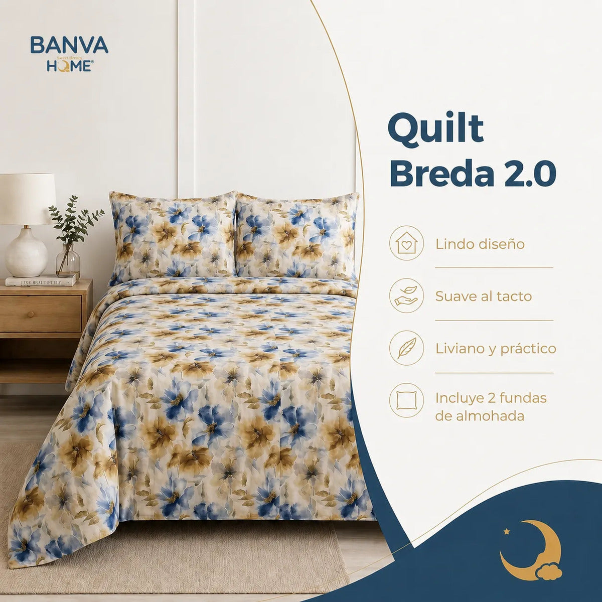 Quilt Breda 2 Plazas Celeste