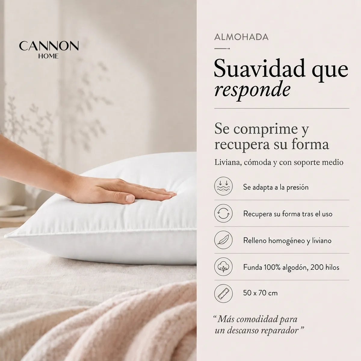 Almohada Cannon 50x70
