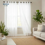 Set Cortinas Velo Lino Liso Blanco