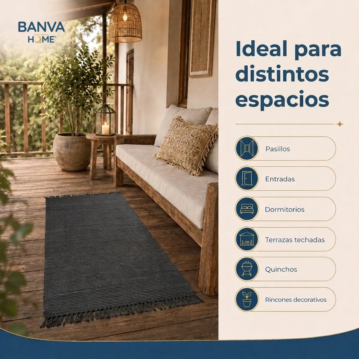 Jute Fibra Natural Bombay Negro 60x90