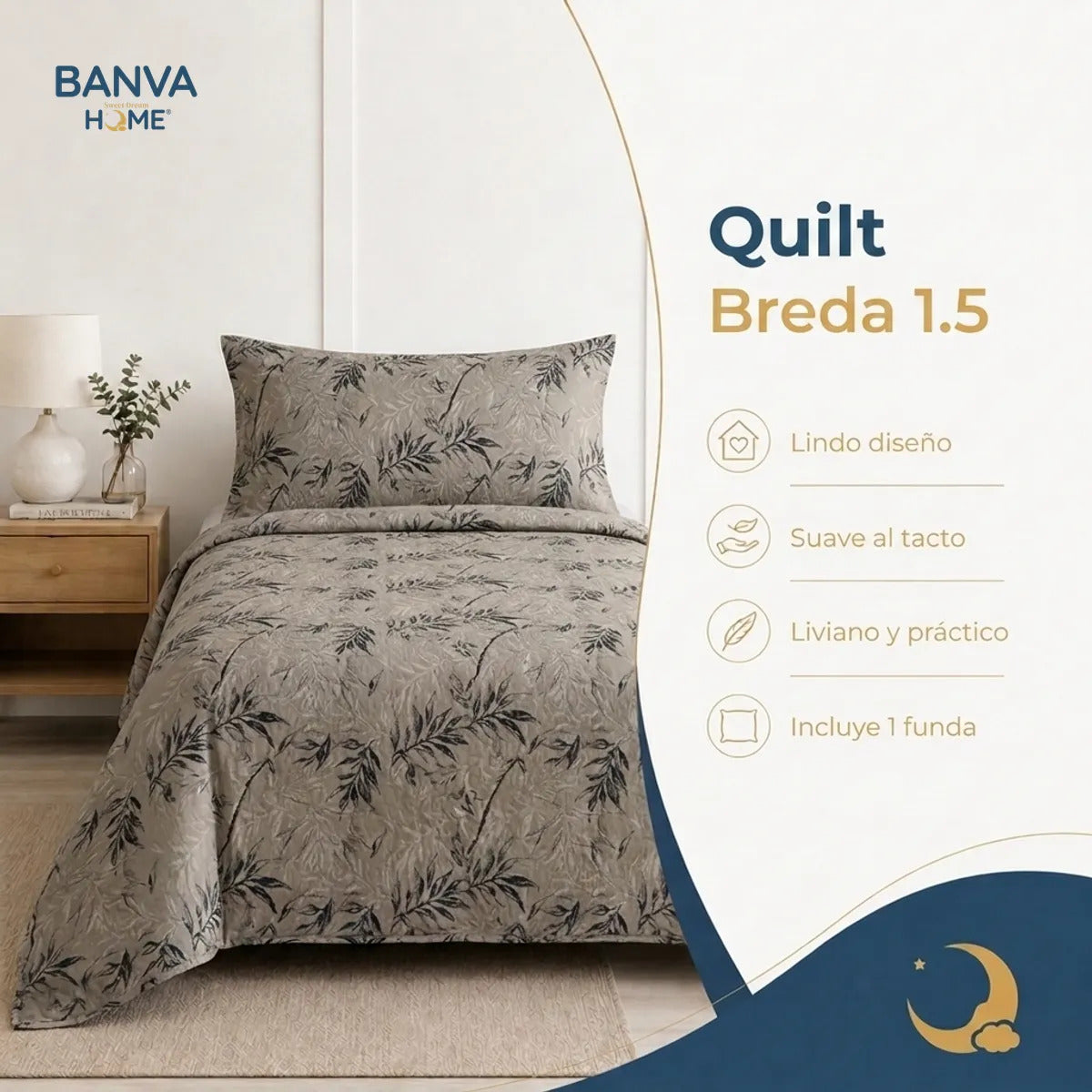 Quilt Breda 1.5 Plazas Beige