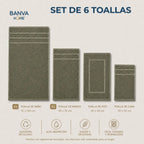 Juego 6 Toalla Valencia Olivo