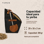 Yerbero Mate Tumug Cuero Porta Yerba 300 Gr Resistente Negro