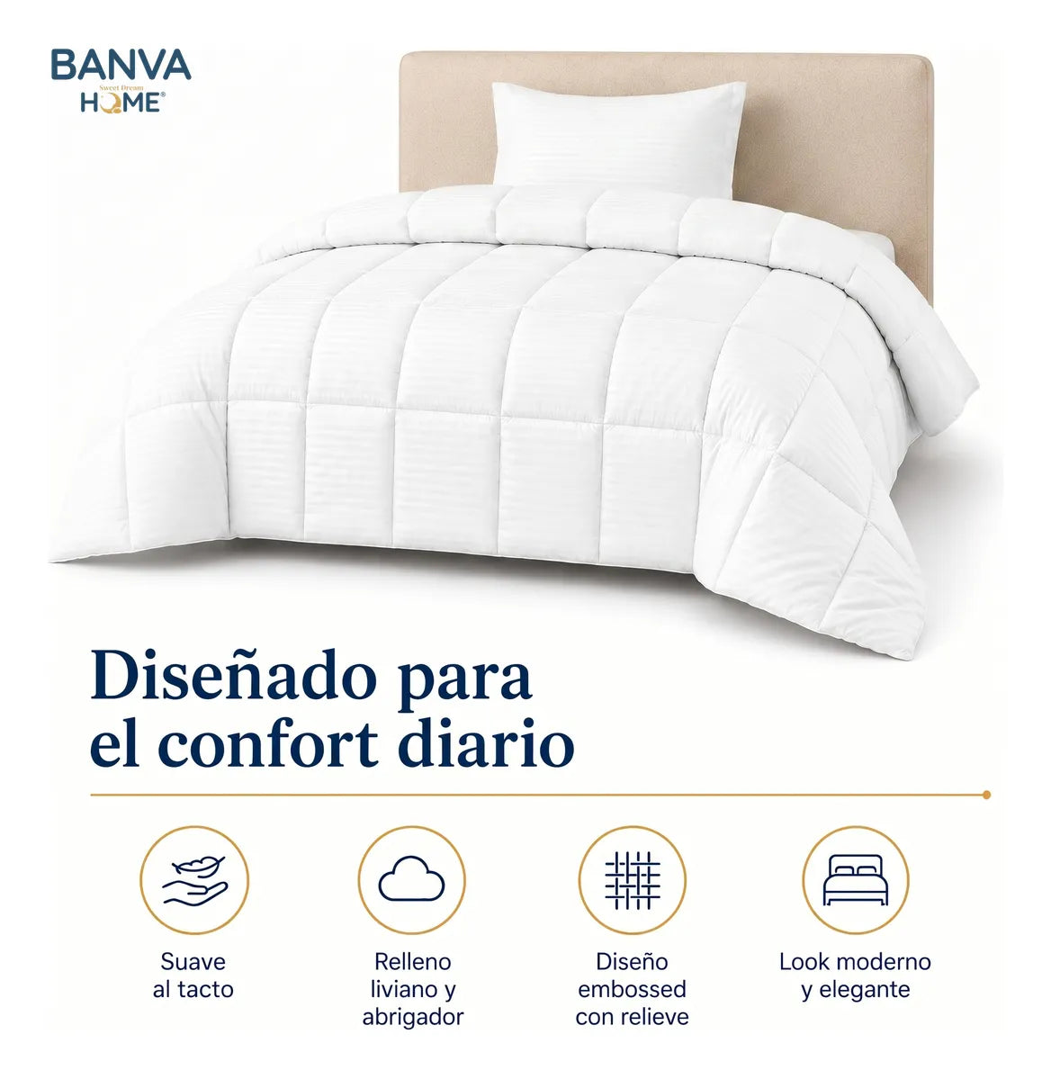 Plumón Valencia Embossed Blanco 1.5 Plazas
