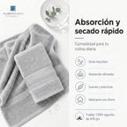Juego 4 Toalla American Family Gris 400gr