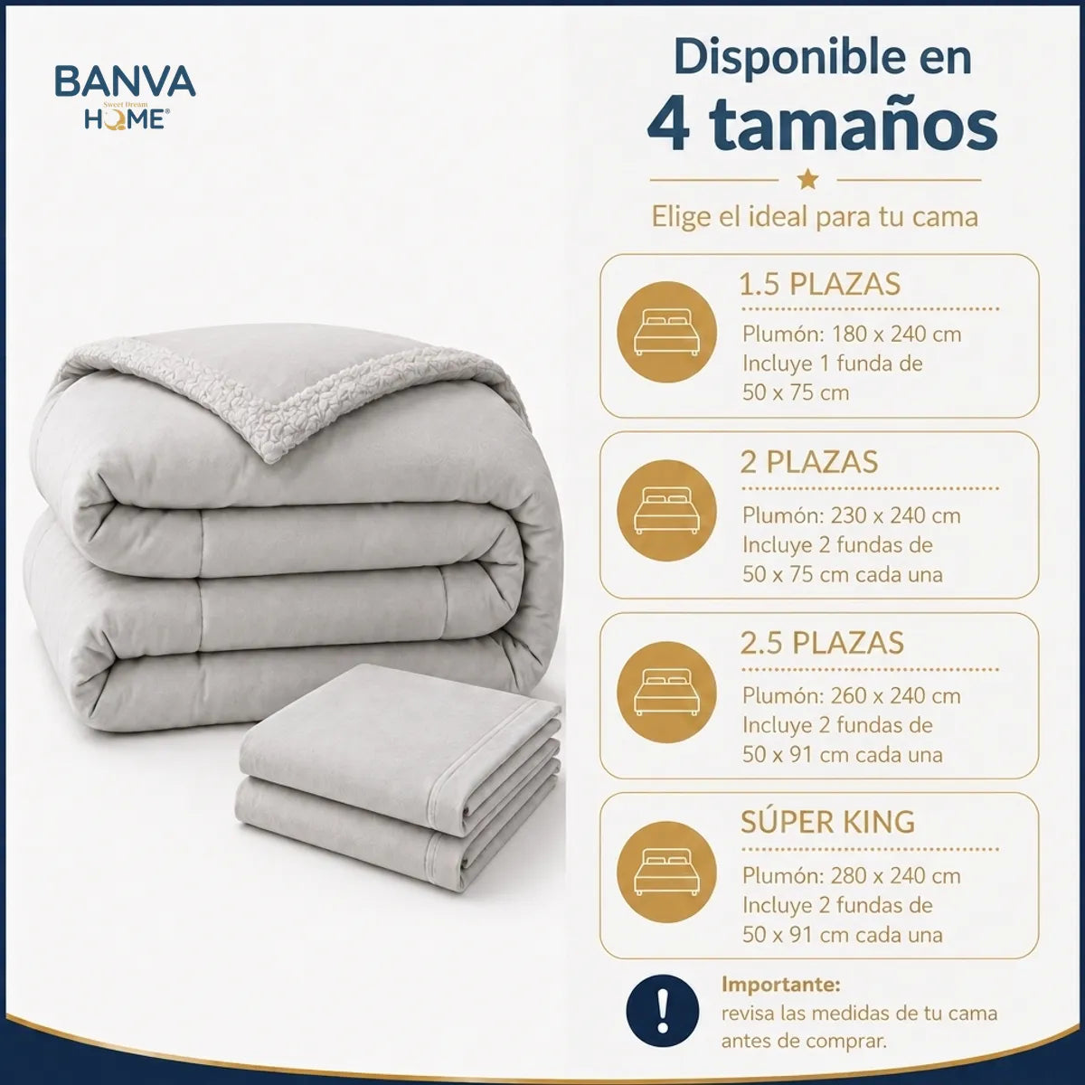 Plumón Valencia Corduroy Sherpa 2 Plazas Crema