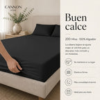 Juego Sábana Elements & Co 200 Hilos Liso/Negro 2 Plazas Negro