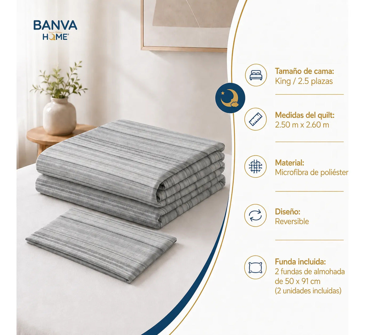 Quilt Breda King Gris