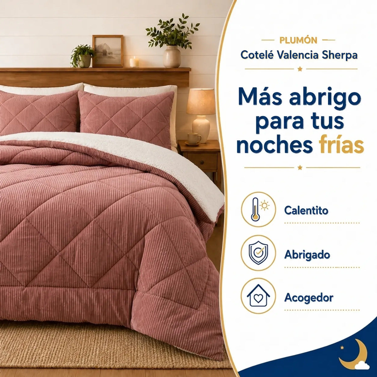 Plumón Valencia Corduroy Sherpa 2 Plazas Terracota