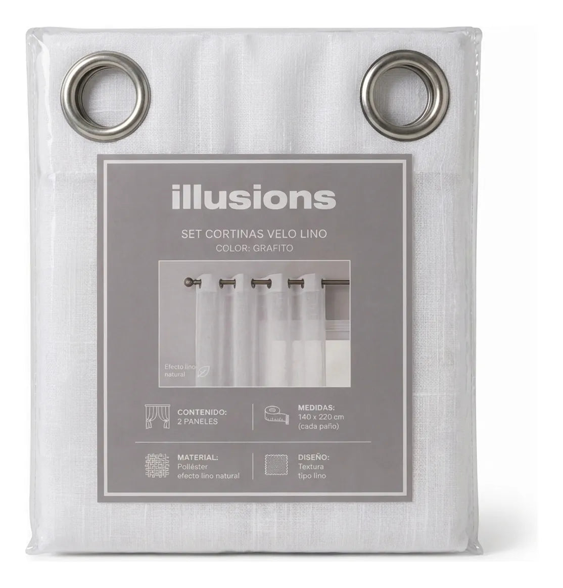 Set Cortinas Velo Lino Liso Blanco
