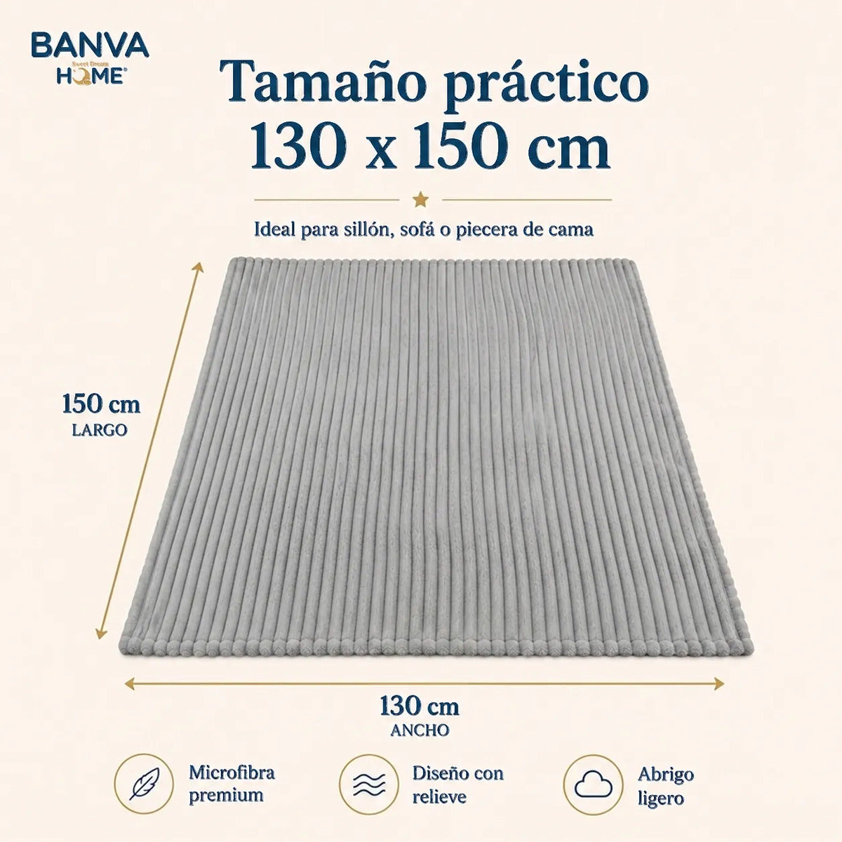 Manta Illusions Flannel Relieve Gris 150x130 500gr