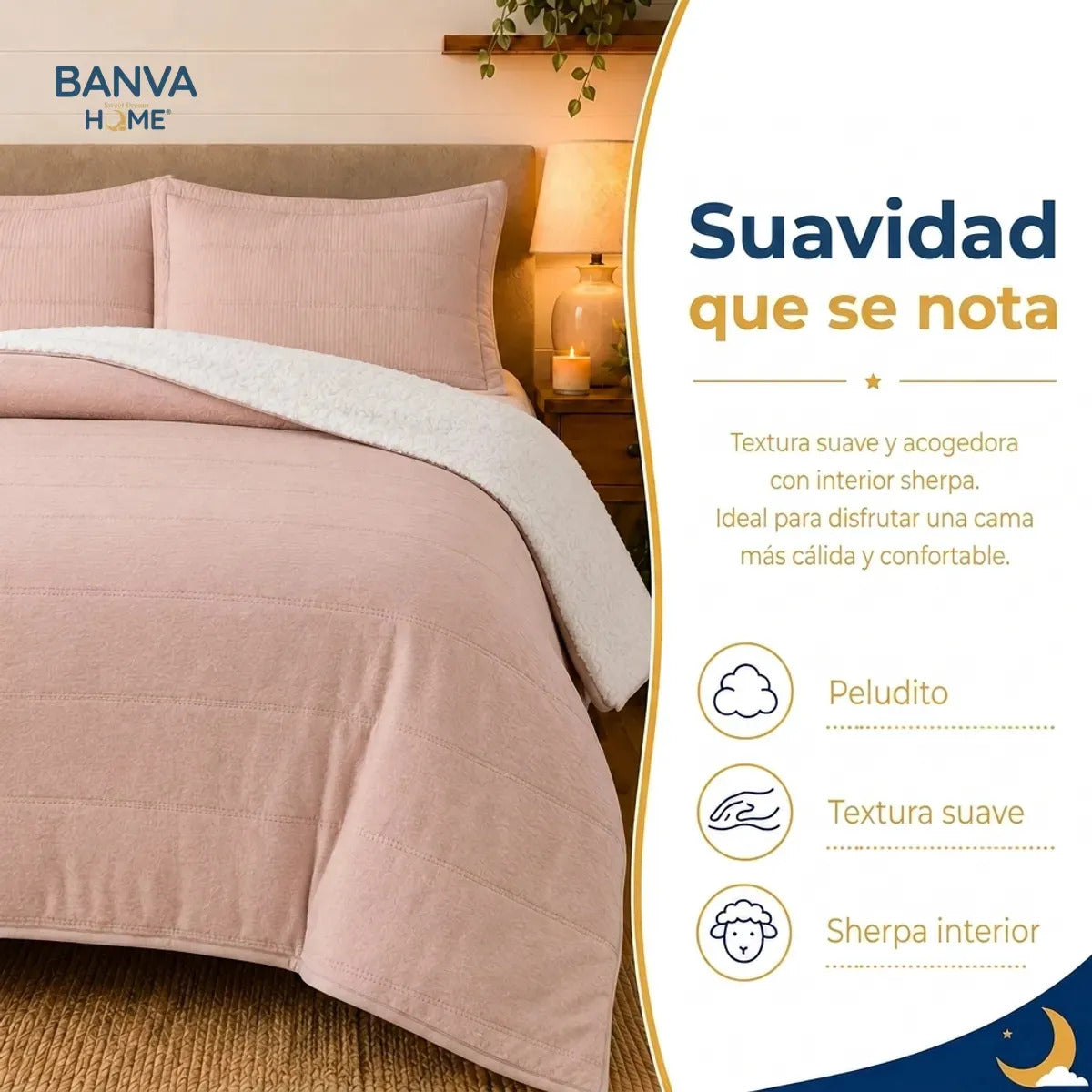 Quilt Sherpa 2 Plazas Rosa