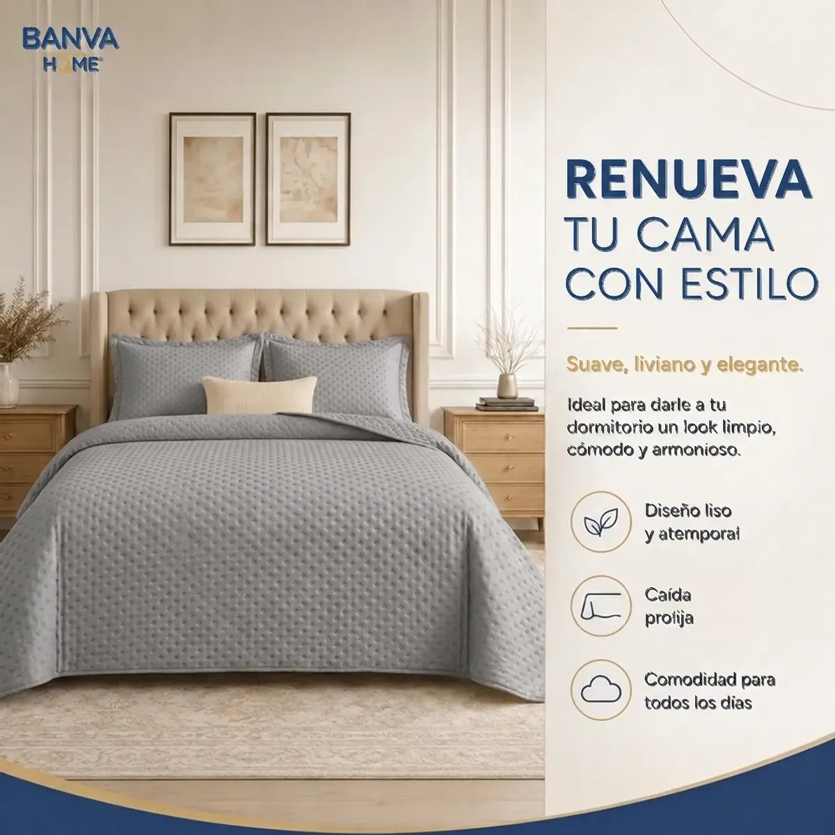 Quilt Atenas 1.5 Plazas Gris