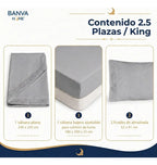 Juego Sábana Illusions 180 Hilos Broderie Liso King Gris