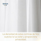 Set Cortinas Velo Lino Liso Blanco