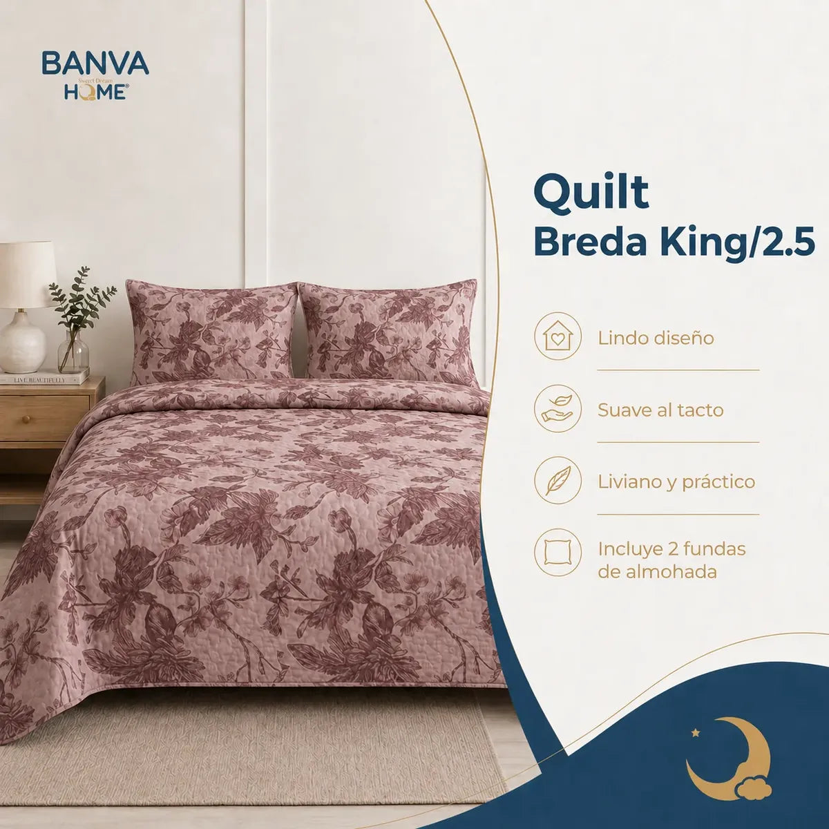 Quilt Breda King Rosa