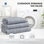 Juego Sábana American Family 144 Hilos Cuadra Mni 1.5 Plazas Onix Mini