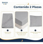 Juego Sábana Illusions 180 Hilos Broderie Liso 2 Plazas Gris