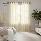 Set Cortinas Velo Lino Liso Beige
