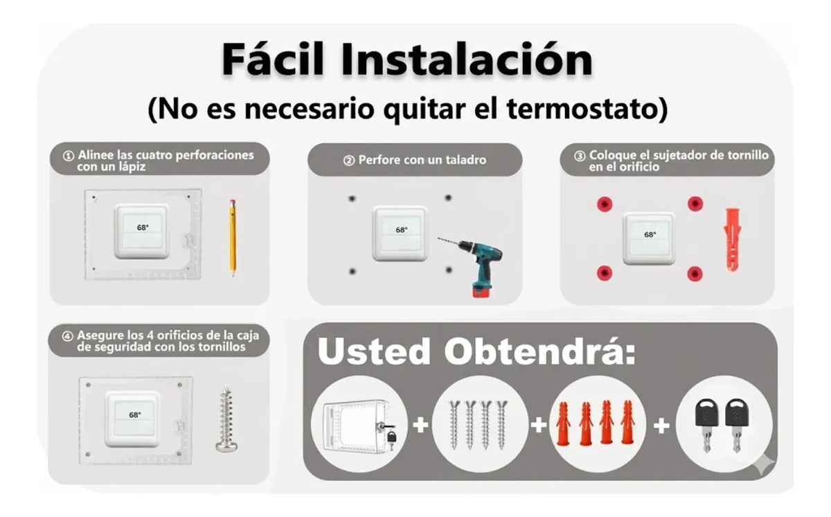 Caja Protector Termostato Universal Banva Cobertor Con Llave