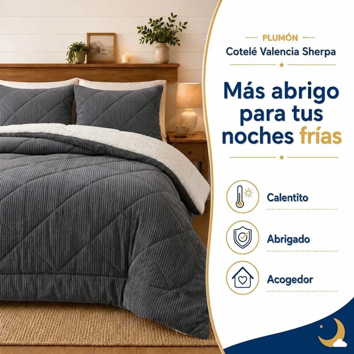 Plumón Valencia Corduroy Sherpa King Gris