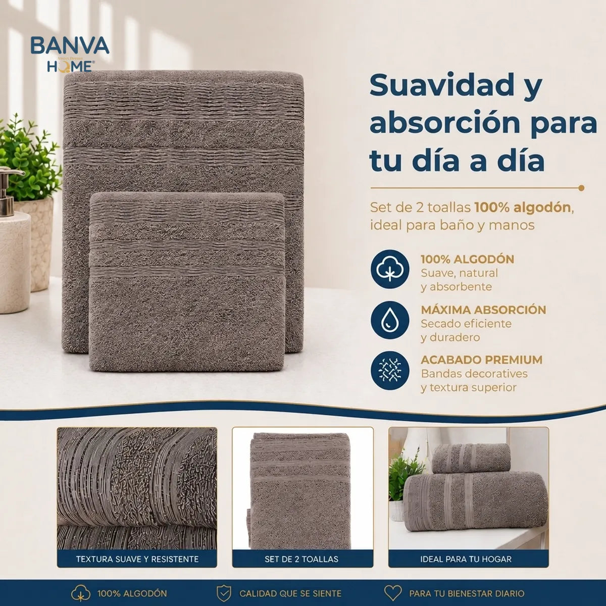 Juego Toalla 500g Beige