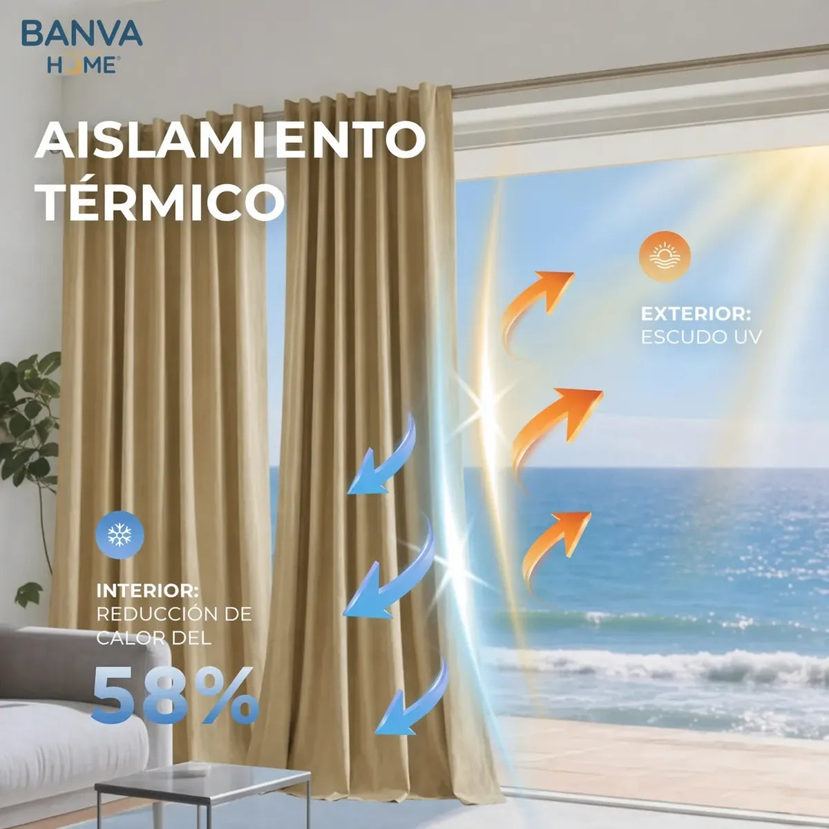 Set Cortinas Black Out Beige 140x220