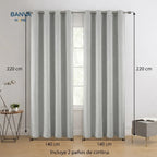 Set Cortinas Black Out Liso Gris 140x220