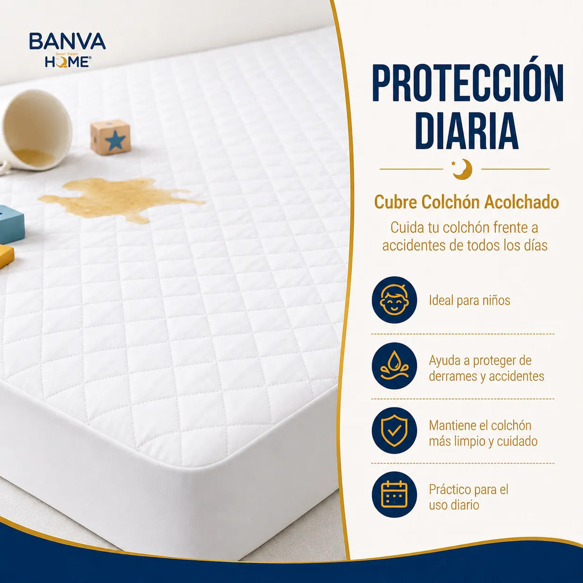 Cubrecolchón Illusions Waterproof Acolchado Súper King Blanco