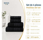 Juego 4 Toalla Illusions Negro 400gr