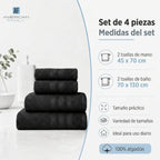 Juego 4 Toalla American Family Negro 400gr