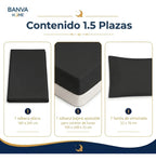 Juego Sábana Illusions 144 Hilos Liso 1.5 Plazas Negro