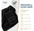 Juego 4 Toalla Illusions Negro 400gr