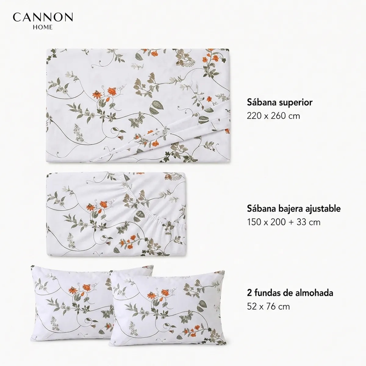 Juego 2 Sábana Cannon 200 Hilos 2 Plazas Windy