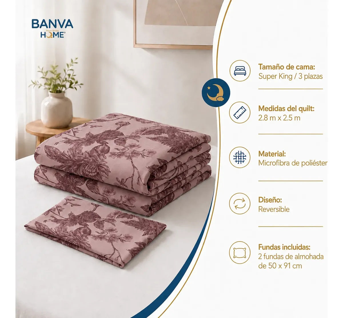 Quilt Breda Súper King Rosa