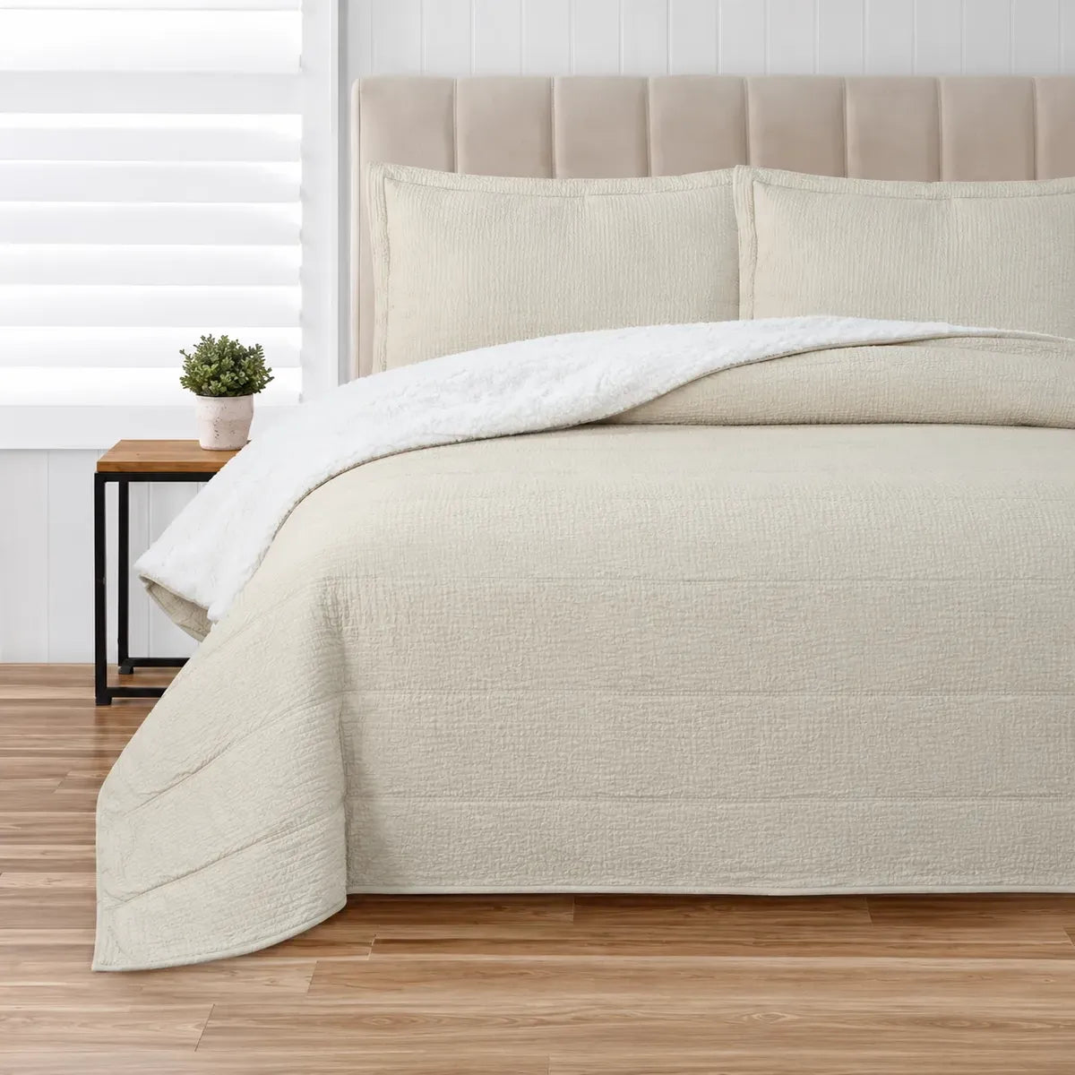 Quilt Sherpa Súper King Beige